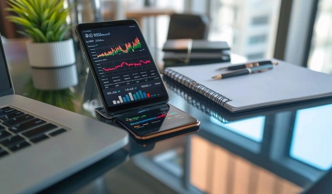 personal finance planning desk setup stock consultation